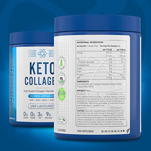 Applied Nutrition Keto Protein Powder, Hydrolysed Collagen Peptides + MCT Healthy Fats & Skin, Ketogenic & Paleo Diet Applied NutritionBuy Supplements Australia