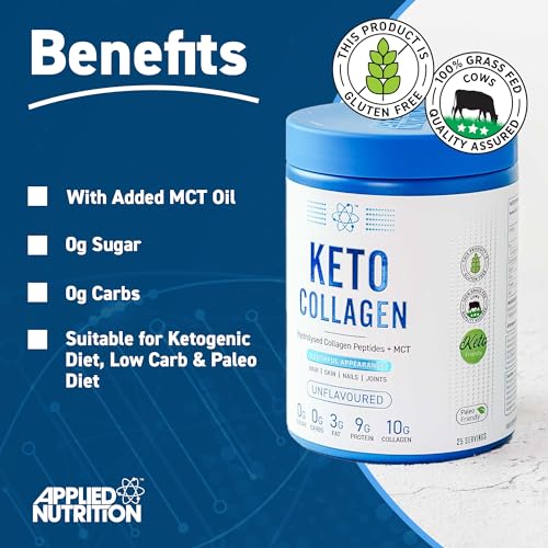 Applied Nutrition Keto Protein Powder, Hydrolysed Collagen Peptides + MCT Healthy Fats & Skin, Ketogenic & Paleo Diet Applied NutritionBuy Supplements Australia