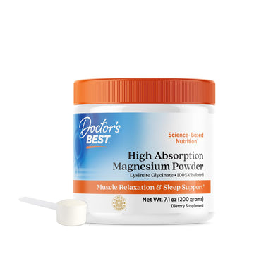 Doctor's Best High Absorption Magnesium Powder,White, 100% Chelated TRACCS, Not Buffered, Headaches, Sleep, Energy. Non-GMO, Vegan, Gluten Free, 200G, 7.1 Ounce (Pack of 1) Doctor's BESTBuy Supplements Australia