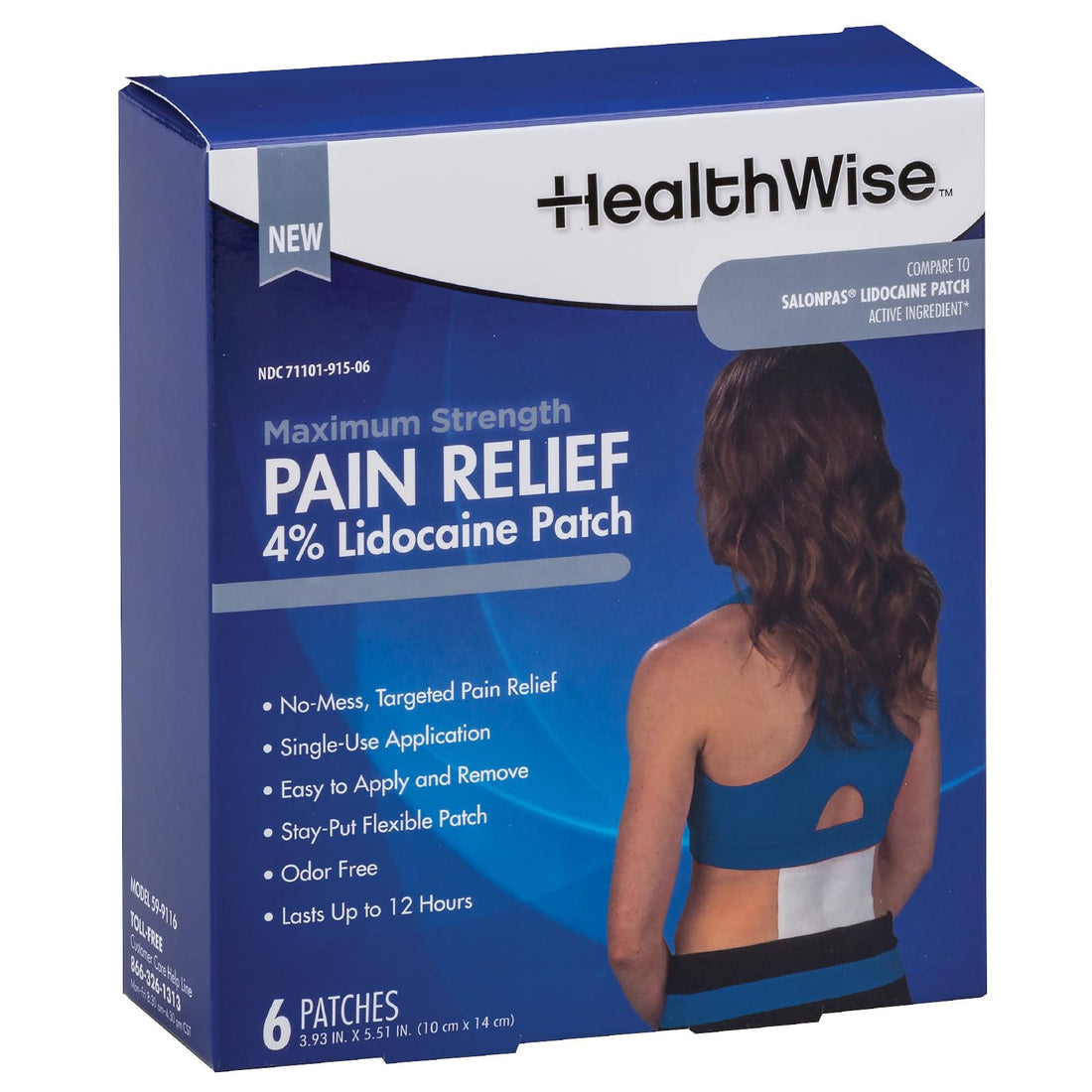 HealthWise Maximum Strength Pain Relief 4% Lidocaine Pain Relief Patch, Blue, (59-9116) HealthWiseBuy Supplements Australia
