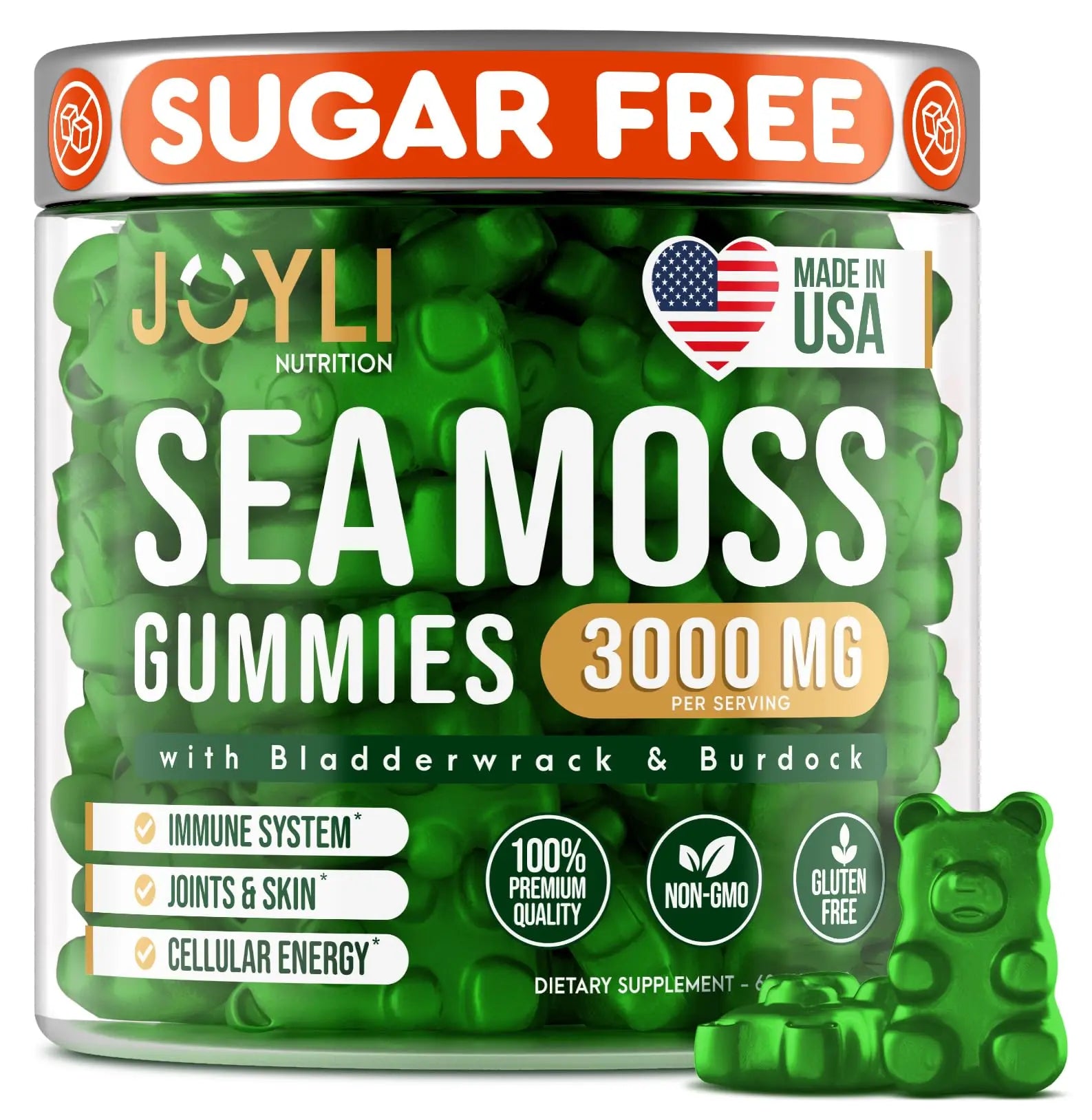 Sea Moss Gummies - Irish Seamoss Gummies for Adults & Kids - Advanced Superfood Supplement with Natural Sea Moss Gel, Bladderwrack & Burdock Root Extract - 60 Vegan Irish Moss Gummy Bears JOYLI NutritionBuy Supplements Australia