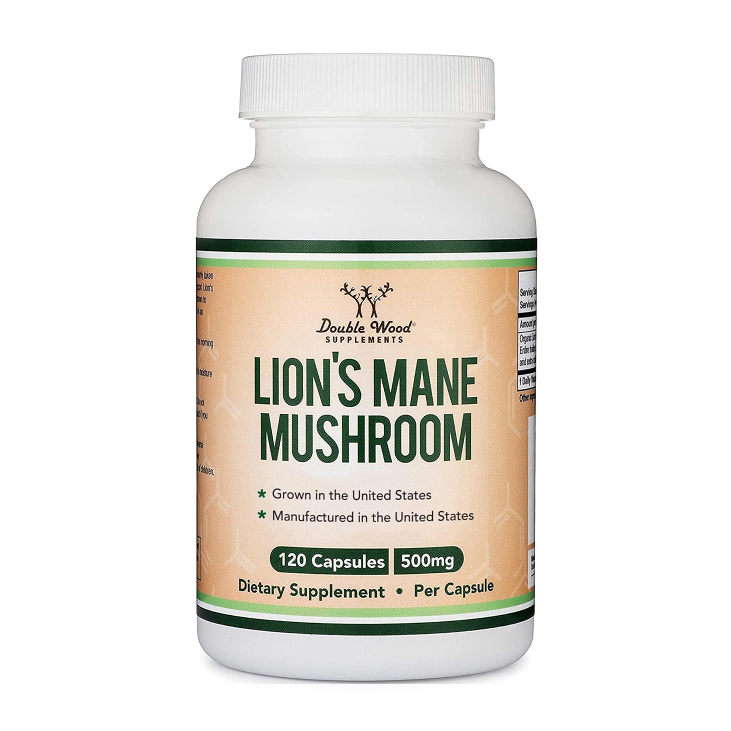 Organic Lions Mane Mushroom Capsules (120 Count), for Focus Support and Immune Health, Third Party Tested and Grown in The USA - by Double Wood Double Wood SupplementsBuy Supplements Australia