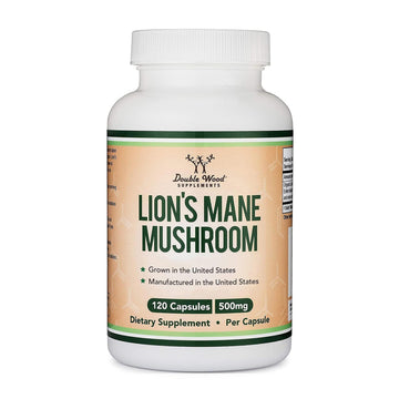 Organic Lions Mane Mushroom Capsules (120 Count), for Focus Support and Immune Health, Third Party Tested and Grown in The USA - by Double Wood Double Wood SupplementsBuy Supplements Australia