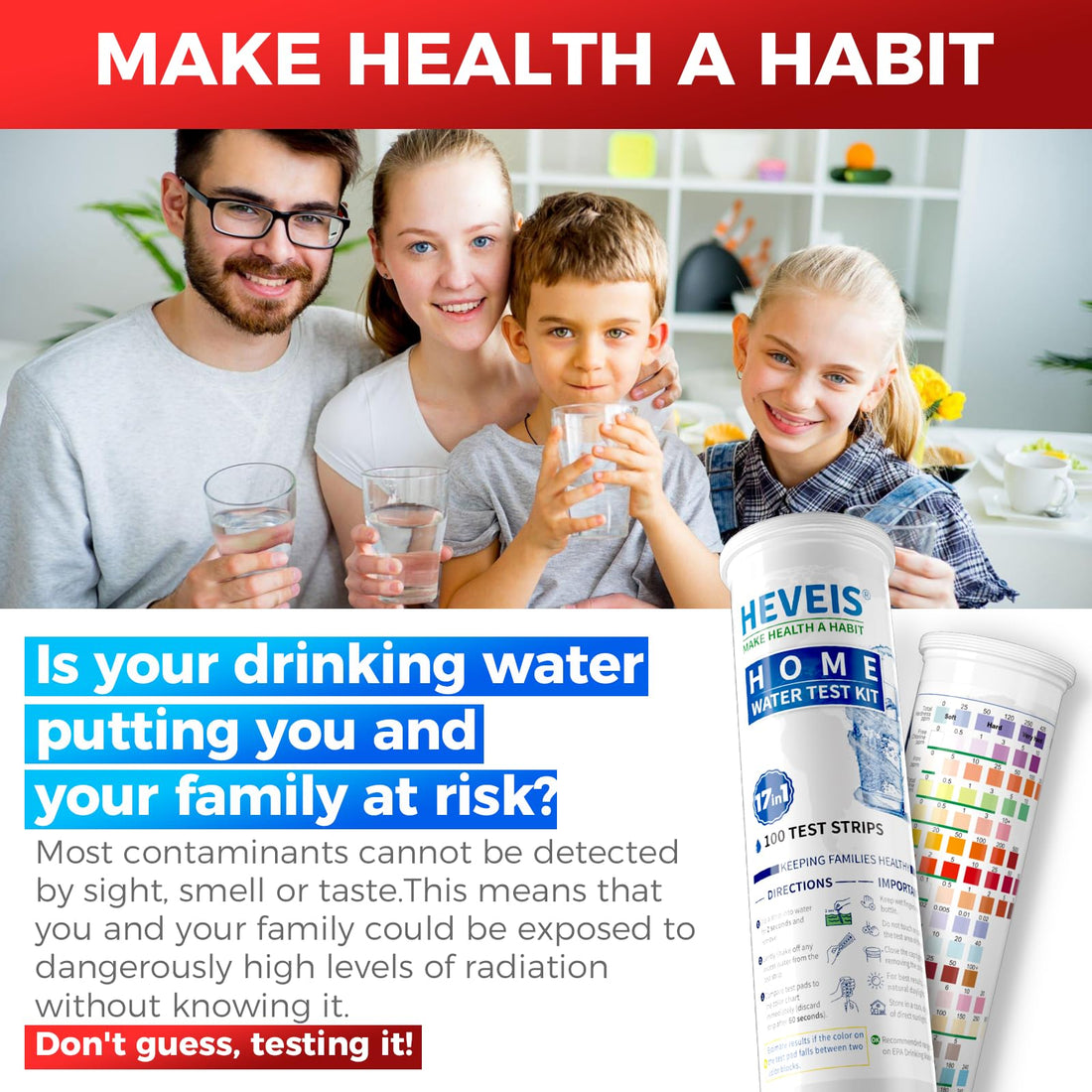 21-in-1 Home Drinking Water Testing Kit - 120 Strips + 4 Bacteria Tests - Tap and Well Water Test Kit, Easy to Test and Read for Hardness, Lead, Iron, Fluoride, pH, Copper, Bacteria and More HEVEISBuy Supplements Australia