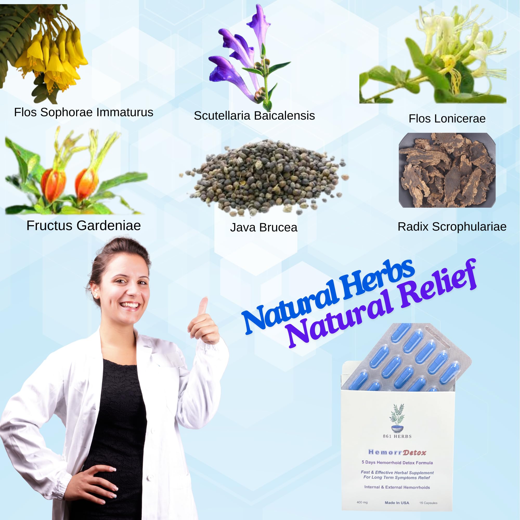 '-5-Day 15 Capsules, Fast & Long-Term Relief, Natual Herbs Formula Remedy, Address Root Causes of Hemorrhoids. 861 HERBSBuy Supplements Australia