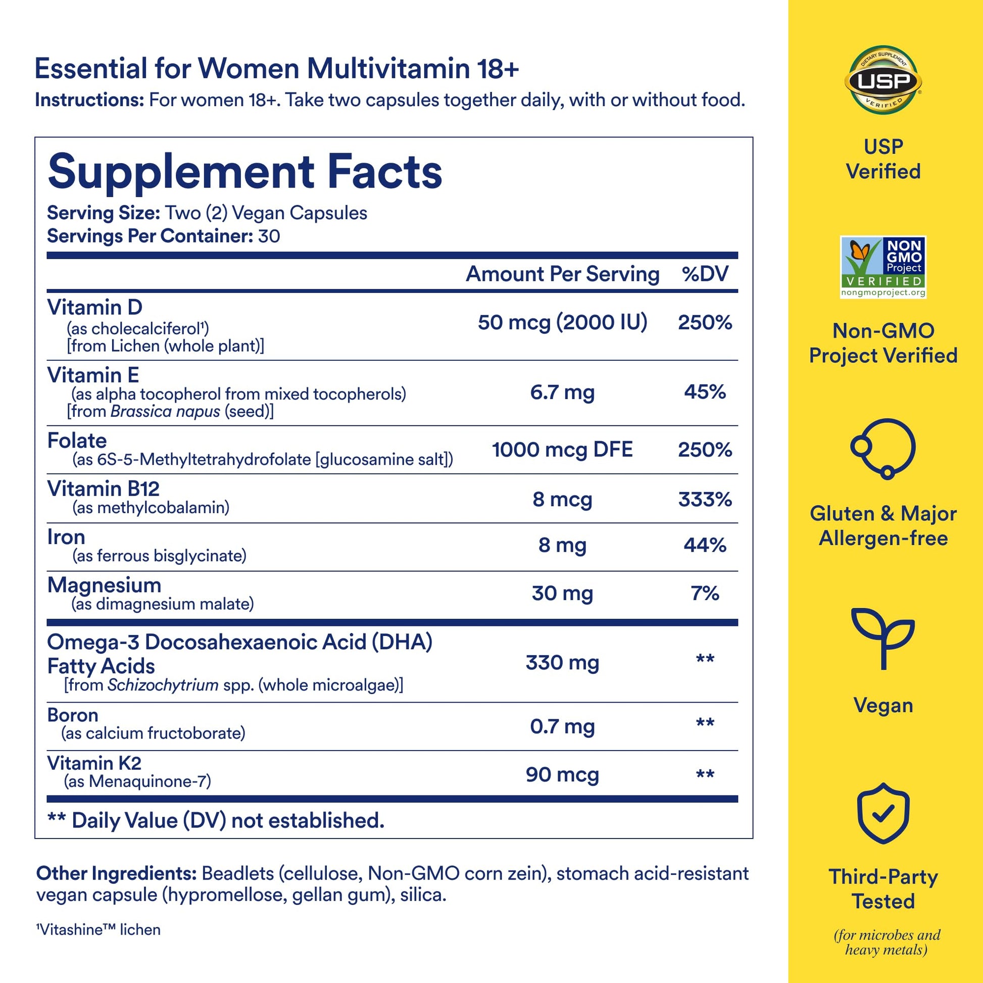 Ritual Multivitamin for Women 18+ with Vitamin D3 for Immune Support*, Vegan Omega 3 DHA, B12, Iron, Gluten Free, Non GMO, USP Verified, Mint, 30 Day Supply, 60 Capsules RitualBuy Supplements Australia