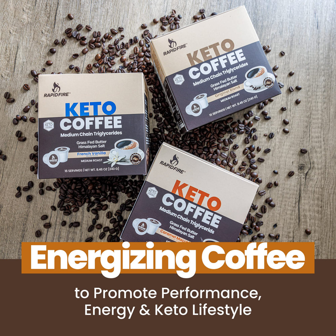 Rapidfire French Vanilla Ketogenic High Performance Keto Coffee Pods, Supports Energy 
